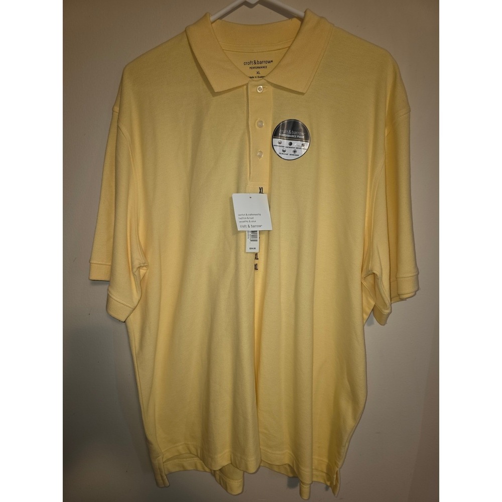 Croft & Barrow Mens Performance Pique Polo Shirt XL SunShower Yellow CBK7001 NWT